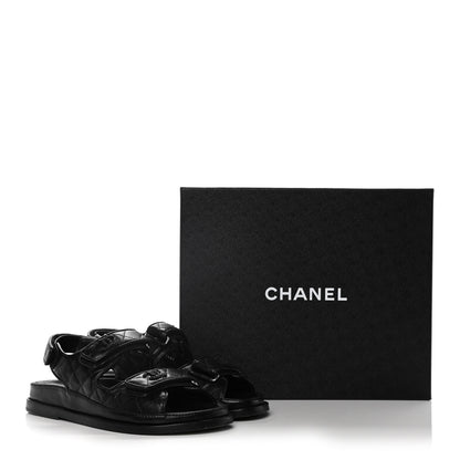 Chanel Lambskin Velcro Dad Sandals 36 Black 15 of 15