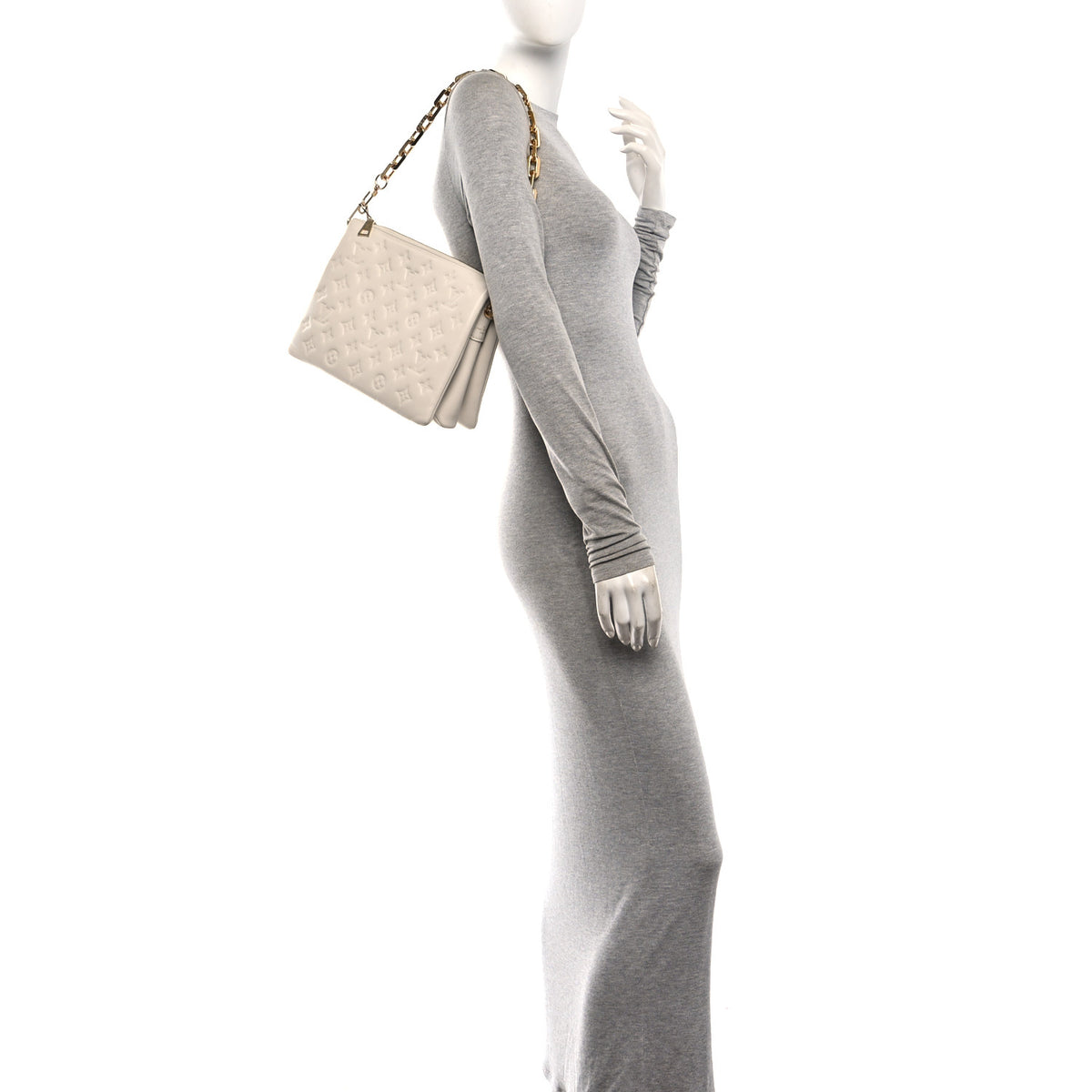 Louis Vuitton Lambskin Embossed Monogram Coussin PM Beige Cream 2 of 14