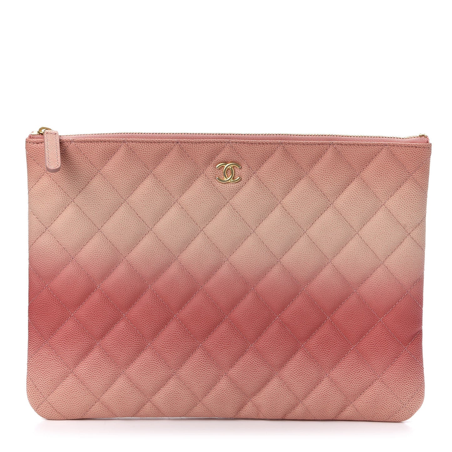 Caviar Quilted Ombre Medium Cosmetic Case Coral