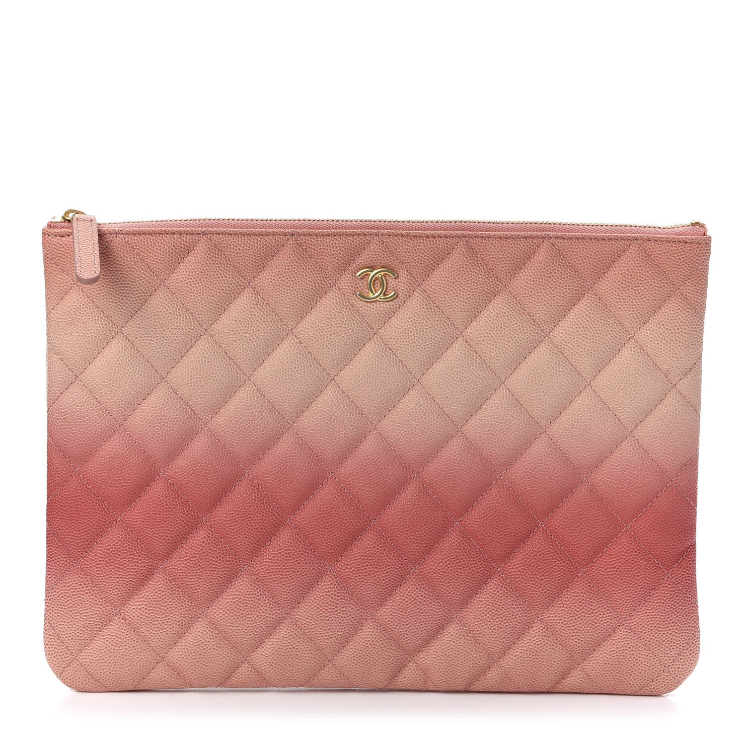 Chanel Caviar Quilted Ombre Medium Cosmetic Case Coral 1 of 9