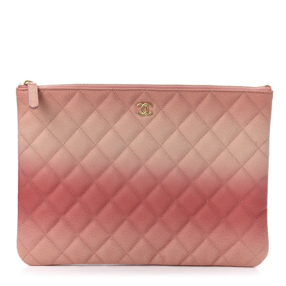 Chanel Caviar Quilted Ombre Medium Cosmetic Case Coral 1 of 9