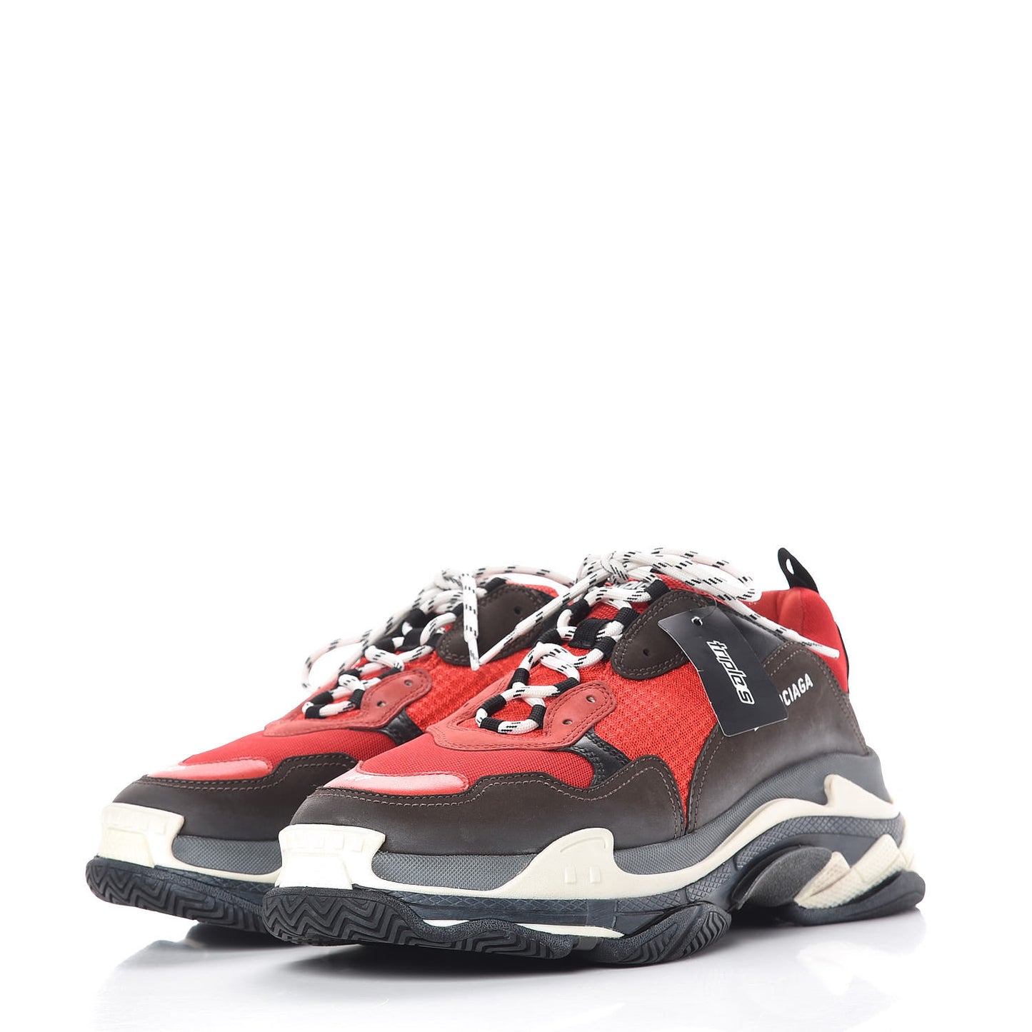 Fabric Mesh Mens Triple S Sneakers 47 Rouge Black