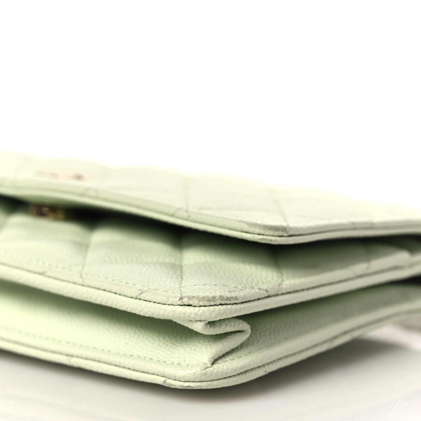 Caviar Quilted Wallet On Chain WOC Light Green