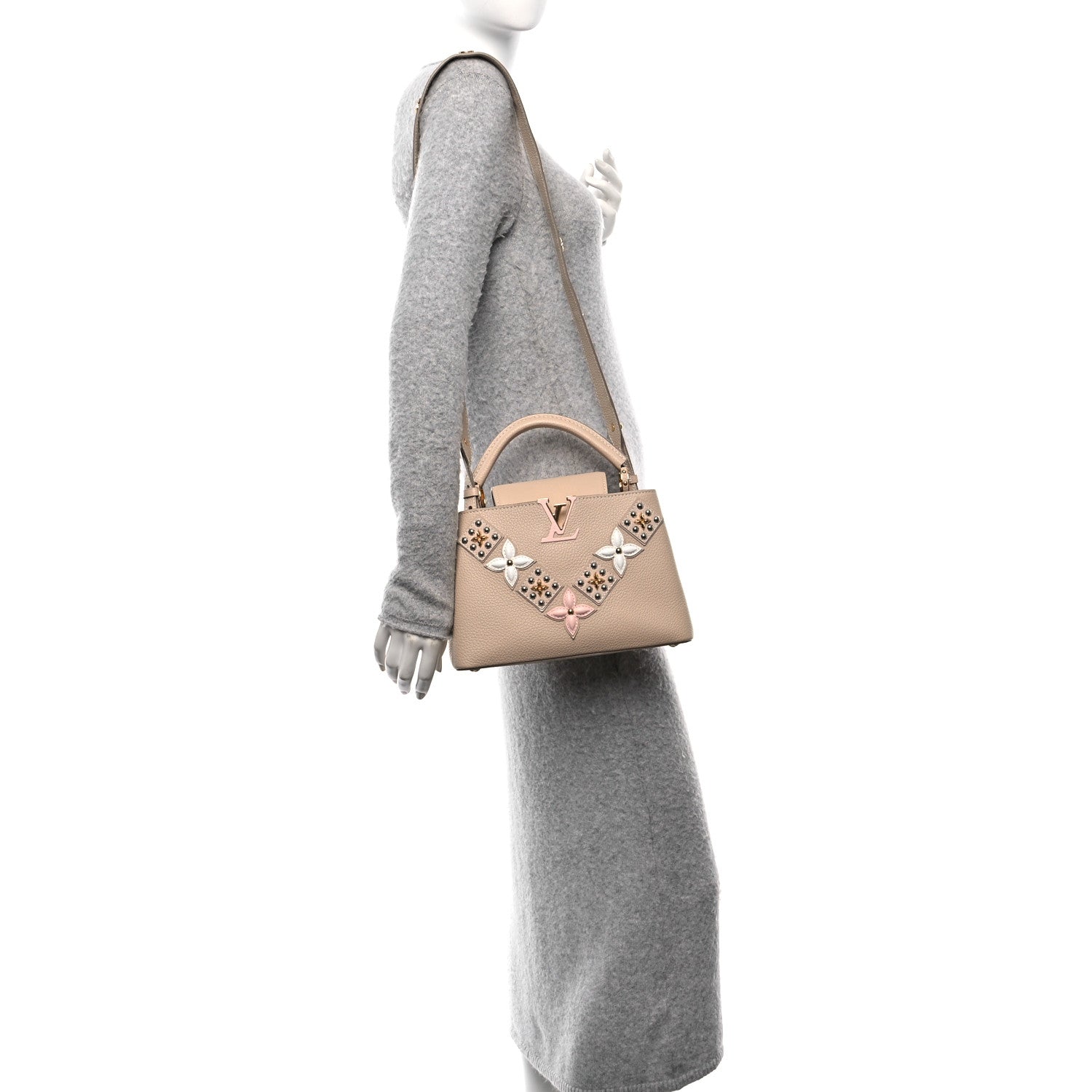 Louis Vuitton Taurillon Mechanical Flowers Smile Capucines BB Beige 2 of 9