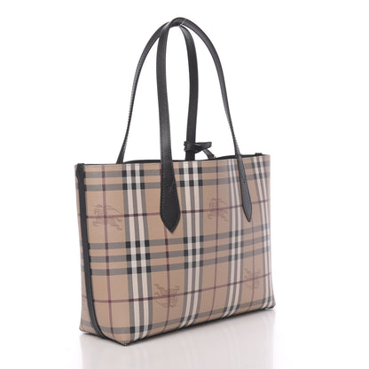 Burberry Grainy Calfskin Haymarket Check Medium Reversible Tote Black 4 of 15