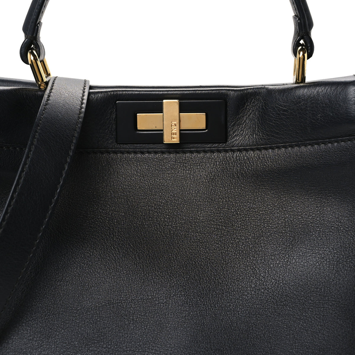 Vitello Seta Shiny Nappa Medium Peekaboo Iconic Satchel Black