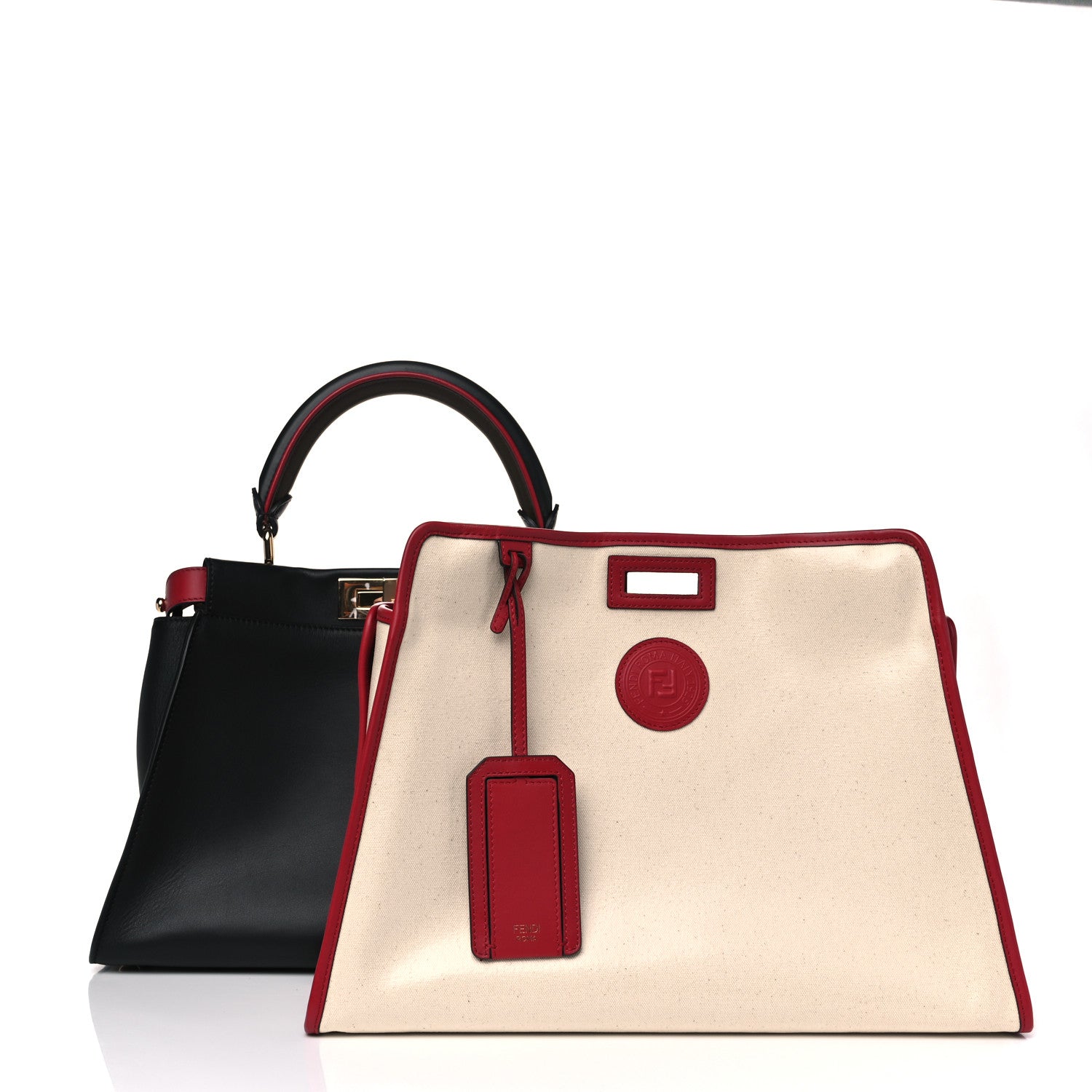 Fendi Vitello Seta Century Nappa Medium Peekaboo Iconic Defender Satchel Black Fragola Maya 4 of 9