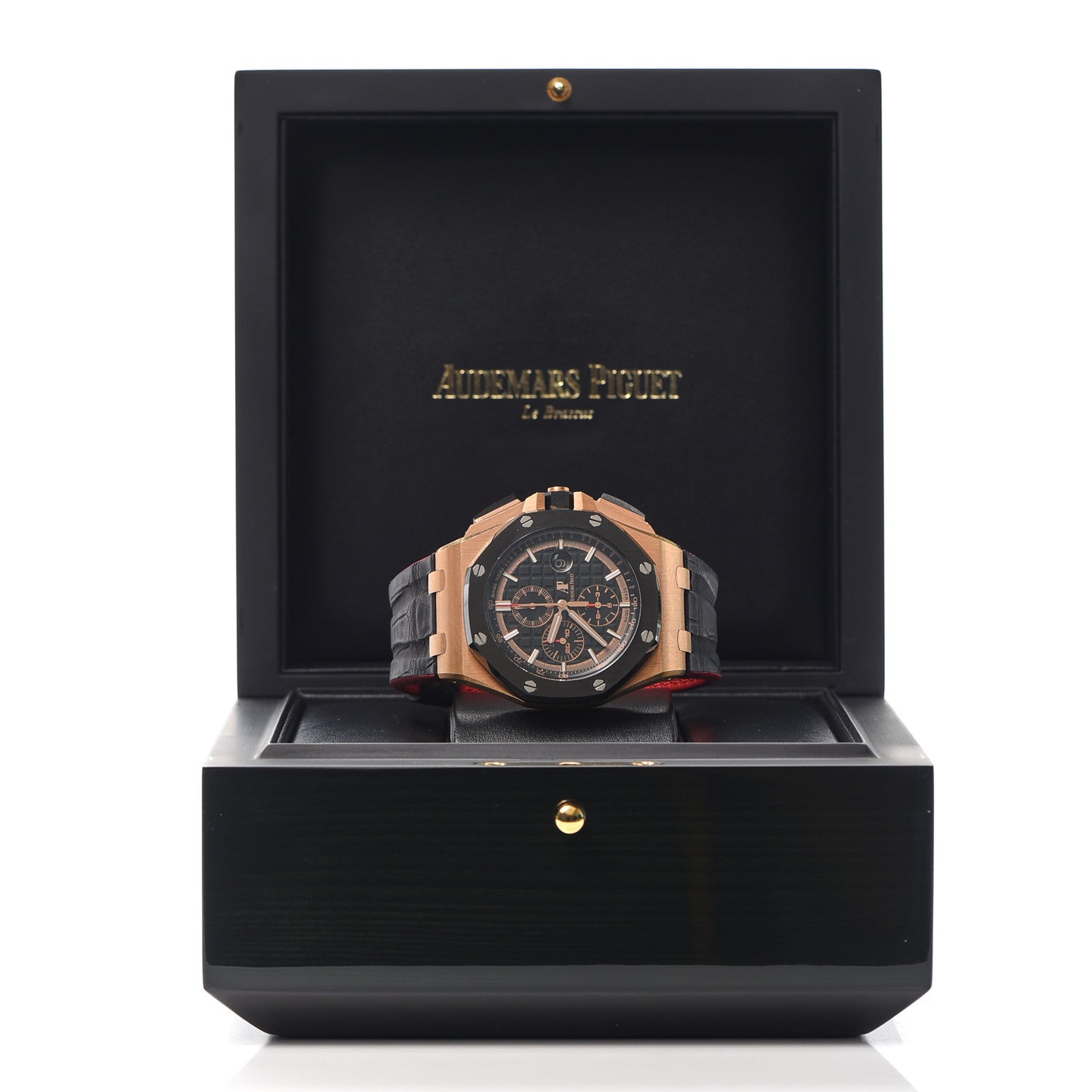 18K Rose Gold 44mm Royal Oak Offshore Chronograph Automatic Watch Black 26401RO.OO.A002CA.02