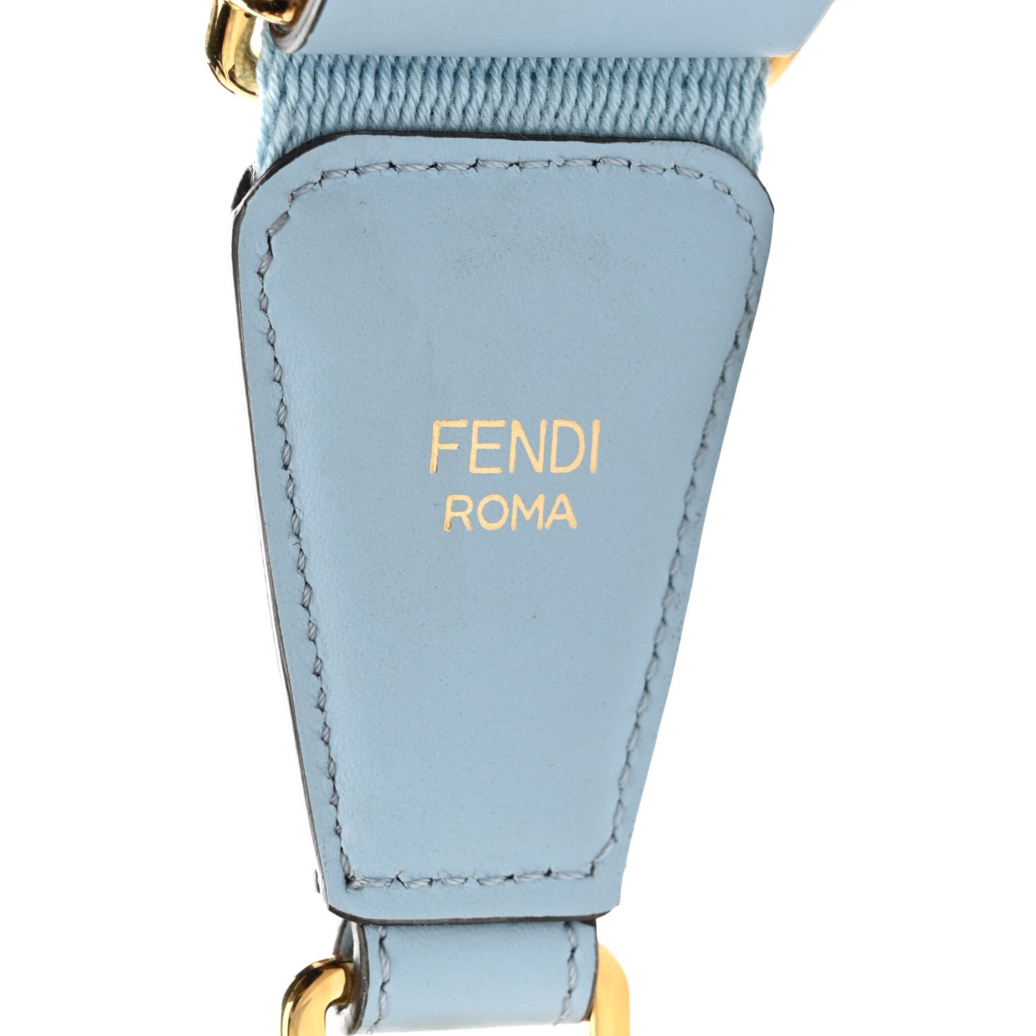Fendi Jacquard Ribbon Vitello King FF Bi-Color Intreccio Adjustable Strap You Azzurro Baby Latte 3 of 4