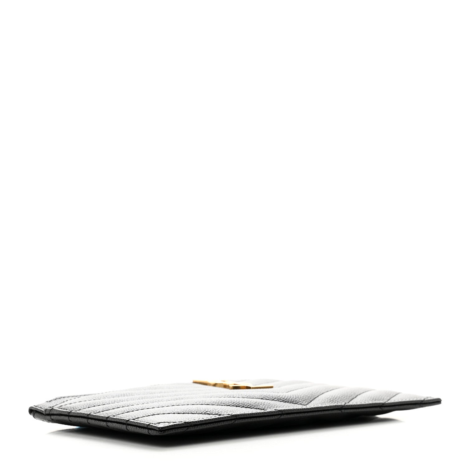 Saint Laurent Grain De Poudre Chevron Monogram Bill Pouch Black 4 of 8