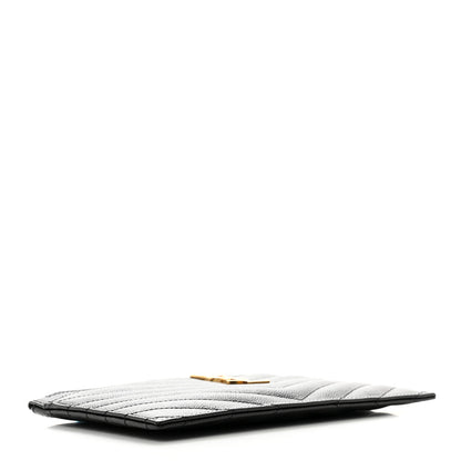 Saint Laurent Grain De Poudre Chevron Monogram Bill Pouch Black 4 of 8