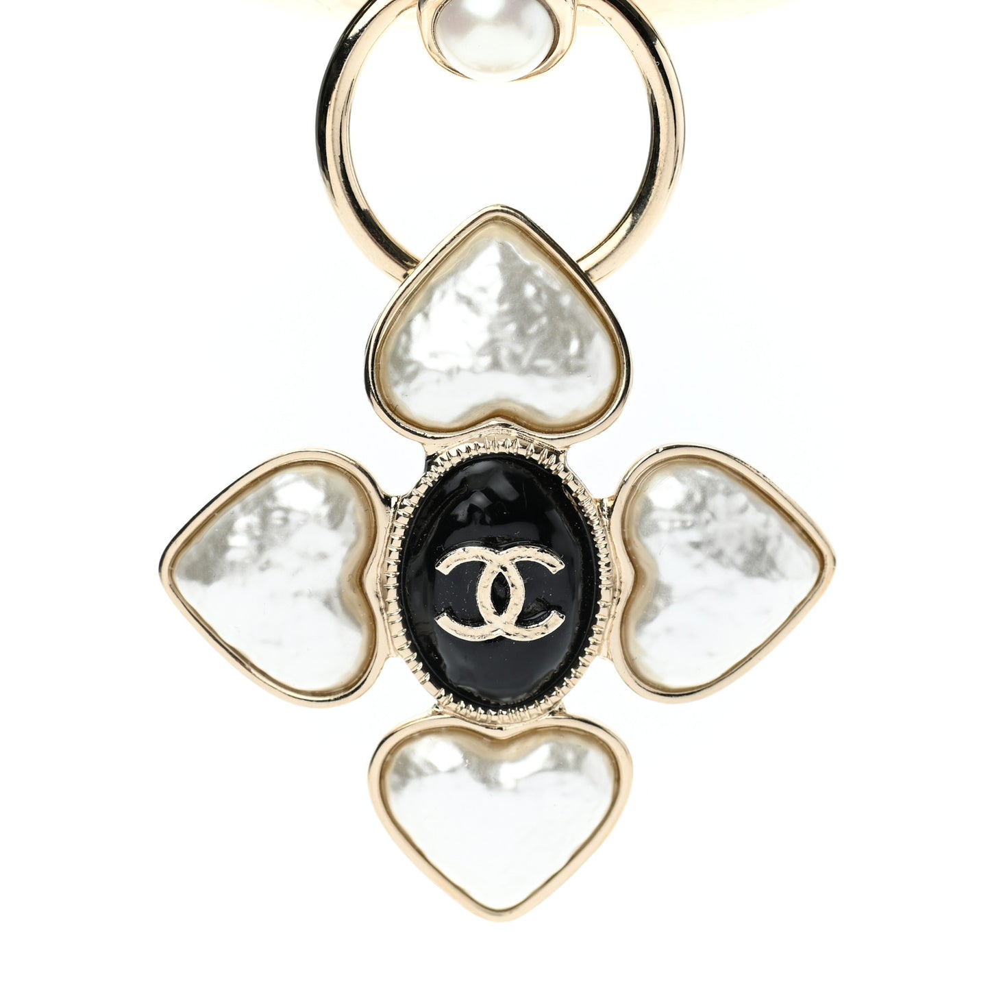 Lambskin Pearl Resin CC Choker Gold Black