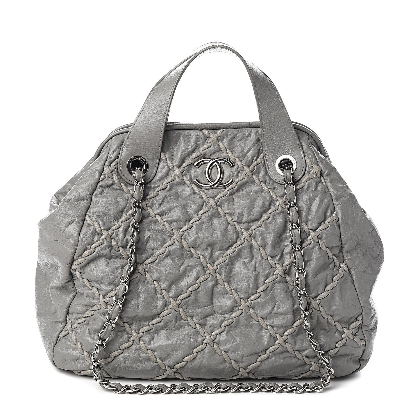 Calfskin Ultra Stitch Large Bowler Grey