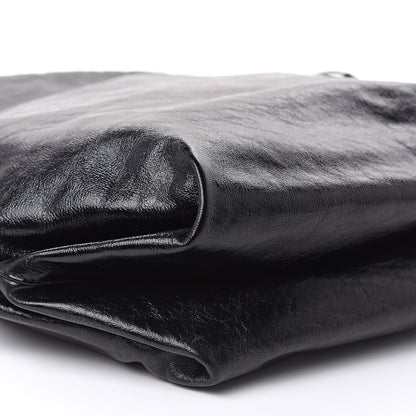 Saint Laurent Cracked Shiny Calfskin Teddy Drawstring Bag Black 7 of 9