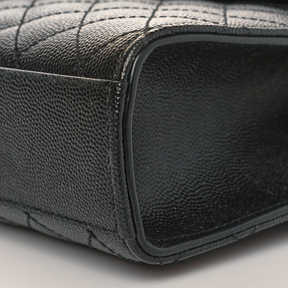 Saint Laurent Grain De Poudre Textured Mixed Matelasse Triquilt Medium Monogram Satchel Black 11 of 11