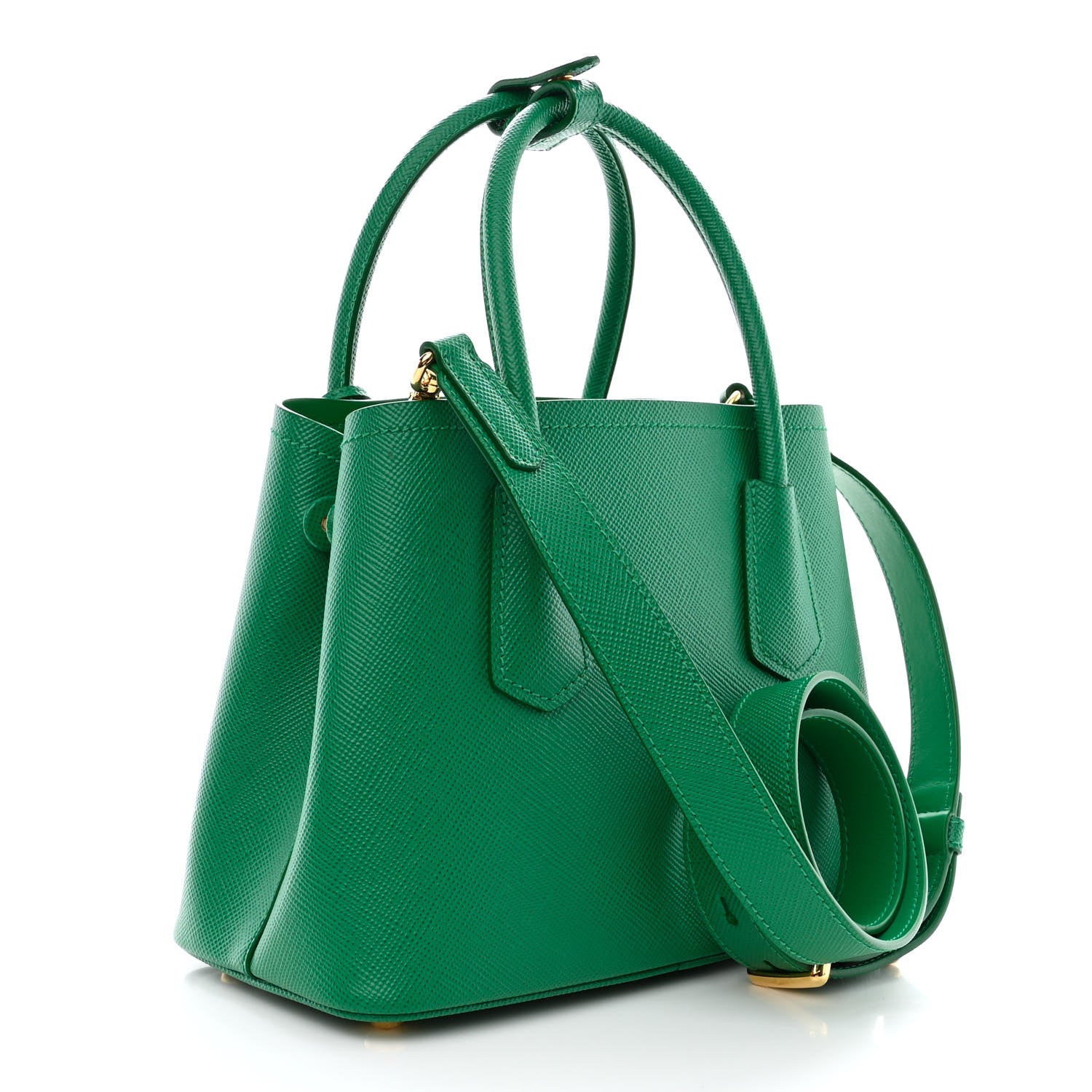 Prada Saffiano Cuir Mini Double Bag Mango 3 of 10