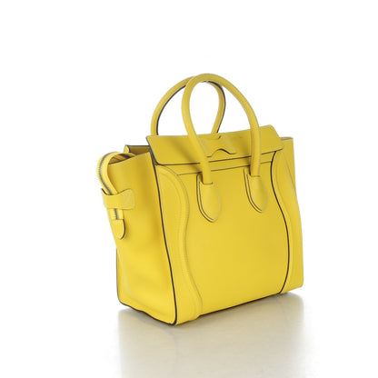 Celine Drummed Calfskin Mini Luggage Citron 3 of 9