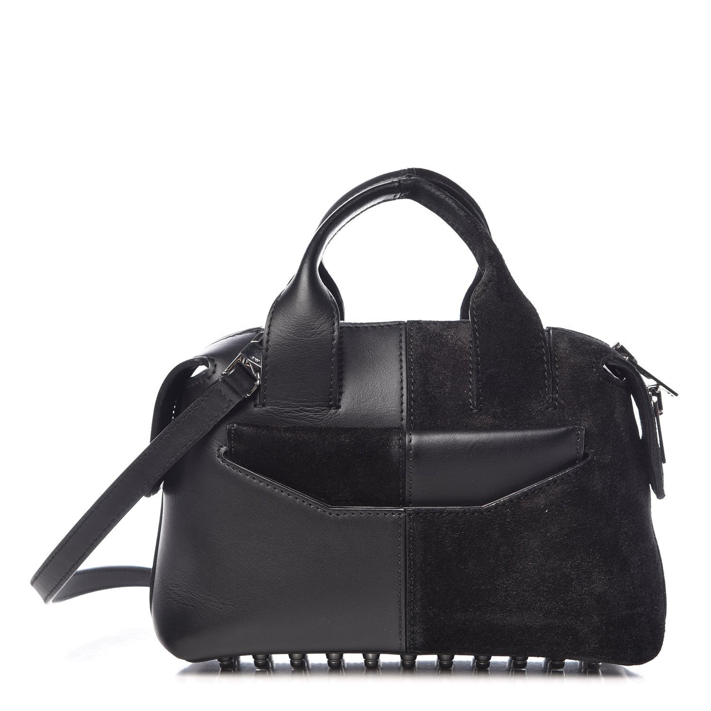 Suede Calfskin Small Rogue Satchel Black Silver Hardware