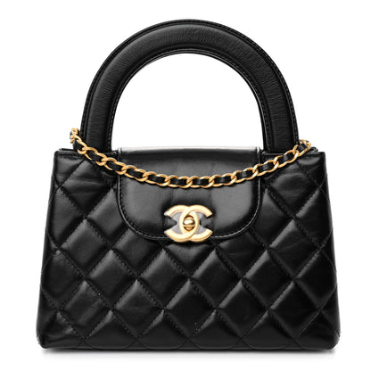 Chanel Shiny Aged Calfskin Quilted Nano Kelly Shopper Black 1 of 10