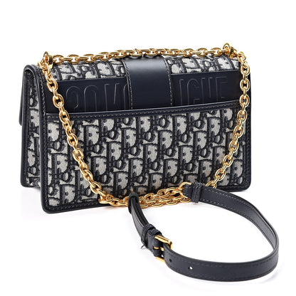 Christian Dior Oblique 30 Montaigne Chain Flap Bag Blue 2 of 8