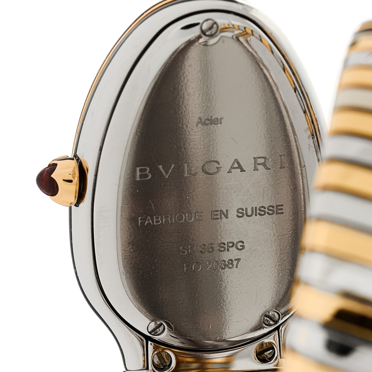 Stainless Steel 18K Rose Gold Diamond Bezel 35mm Serpenti Tubogas Double Spiral Quartz Watch