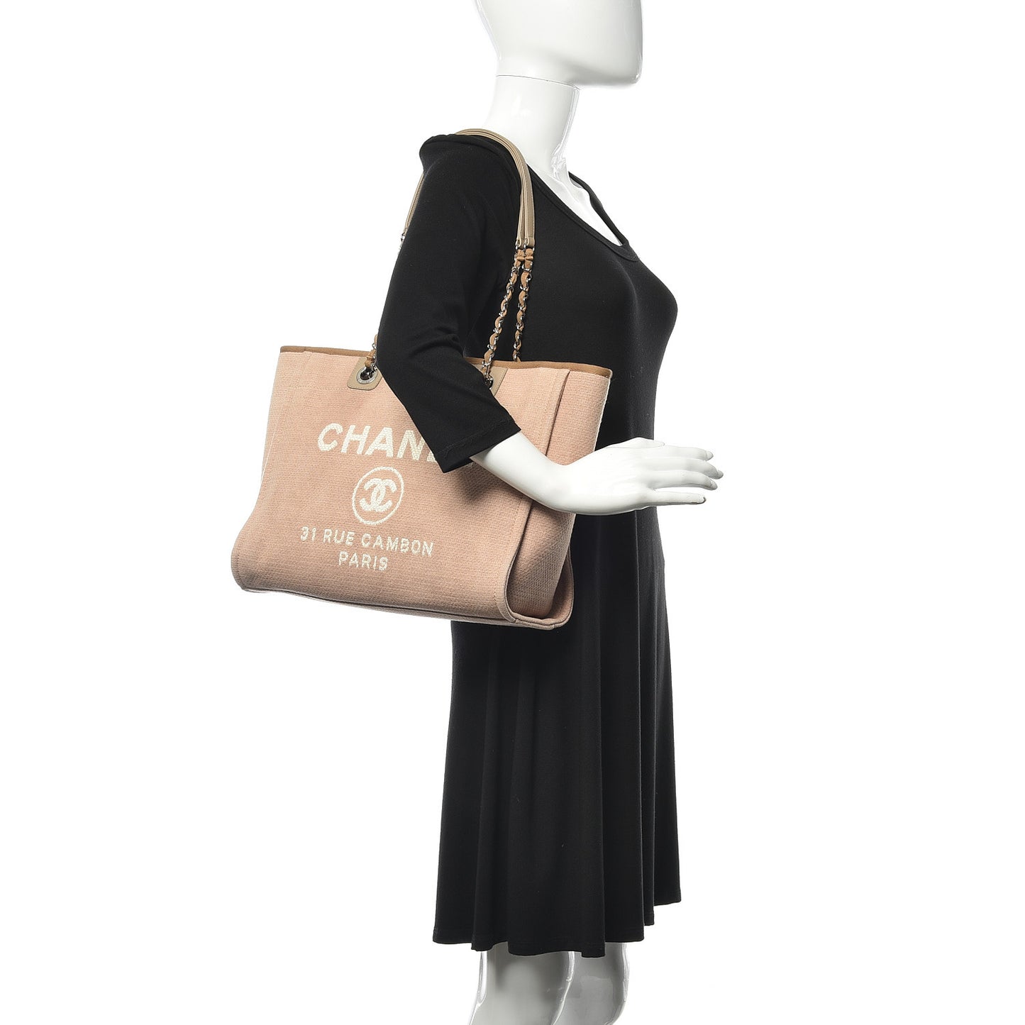Canvas Small Deauville Tote Beige