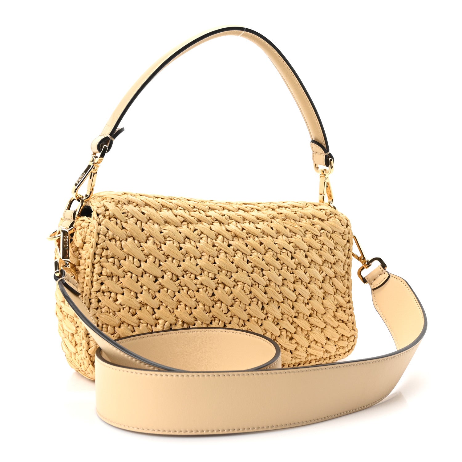 Fendi Raffia Effect Woven Baguette Natural 2 of 9