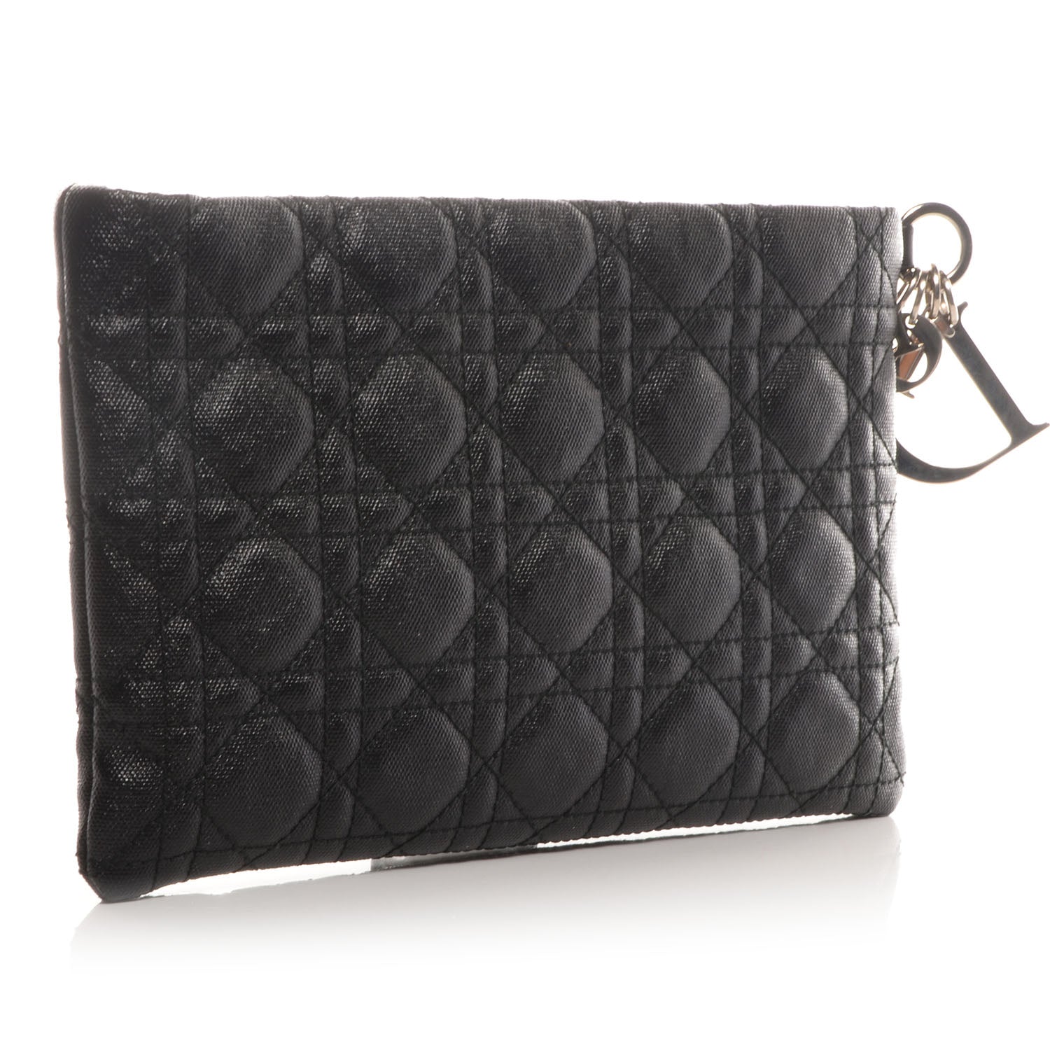 Christian Dior Coated Canvas Cannage Panarea Clutch Black 3 of 7