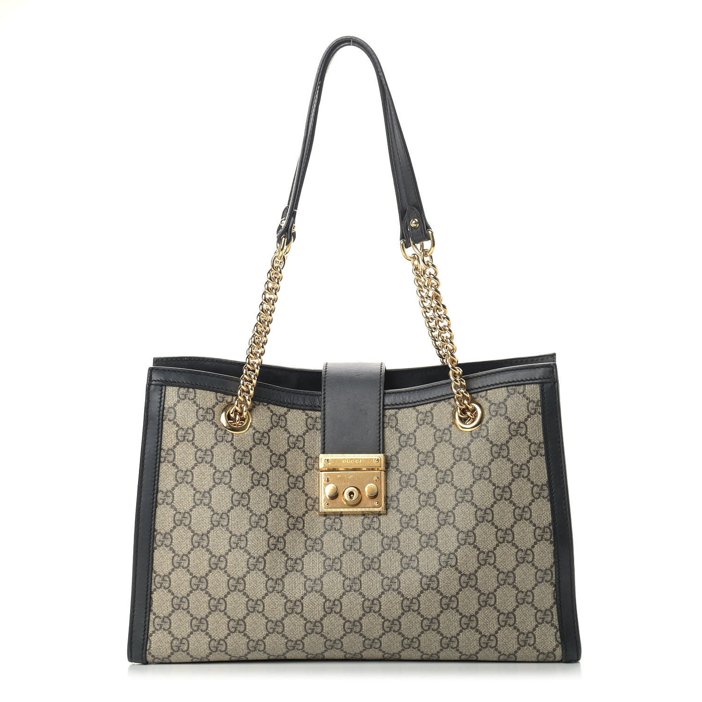 GG Supreme Monogram Medium Padlock Tote Black