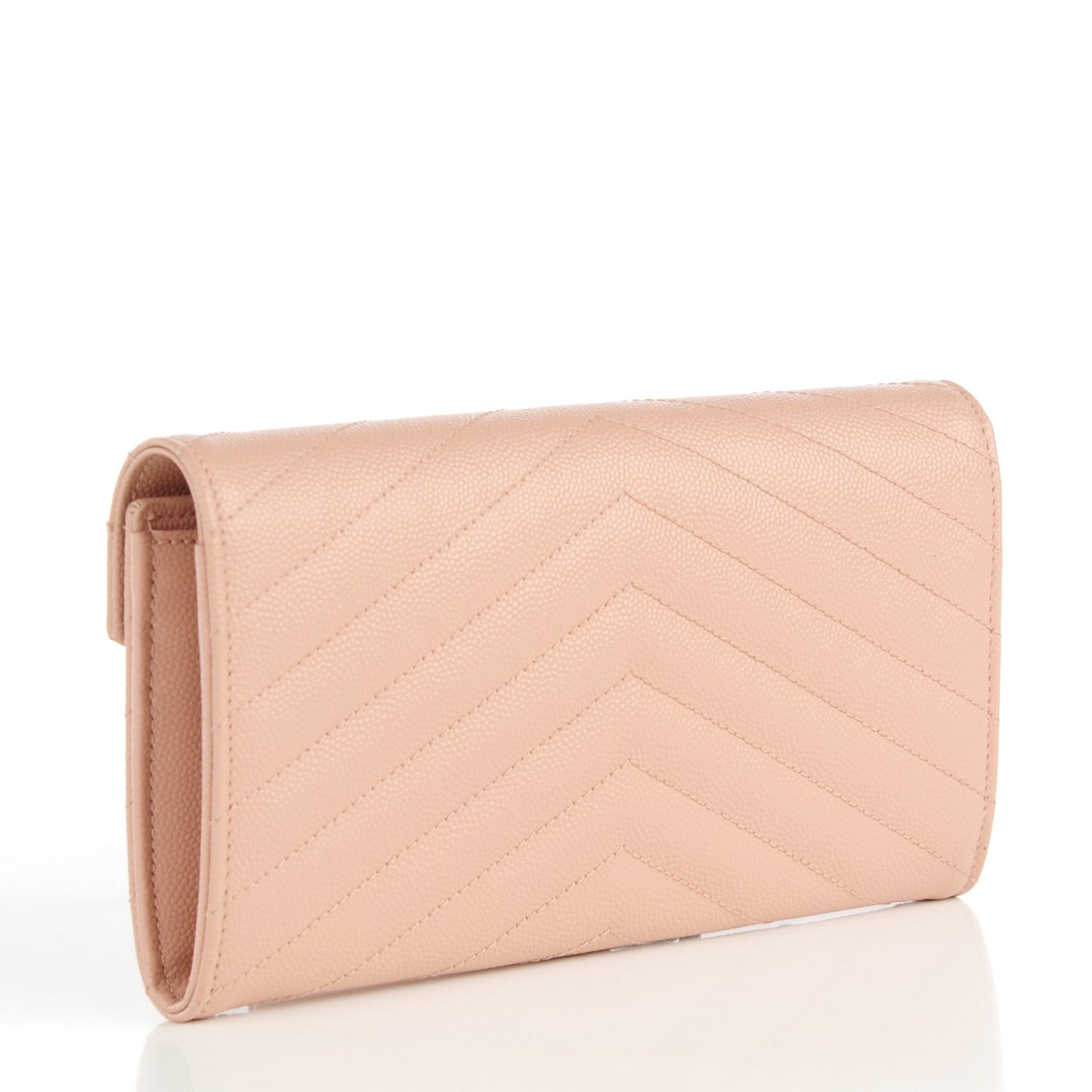 Grain De Poudre Matelasse Chevron Monogram Wallet Pale Blush