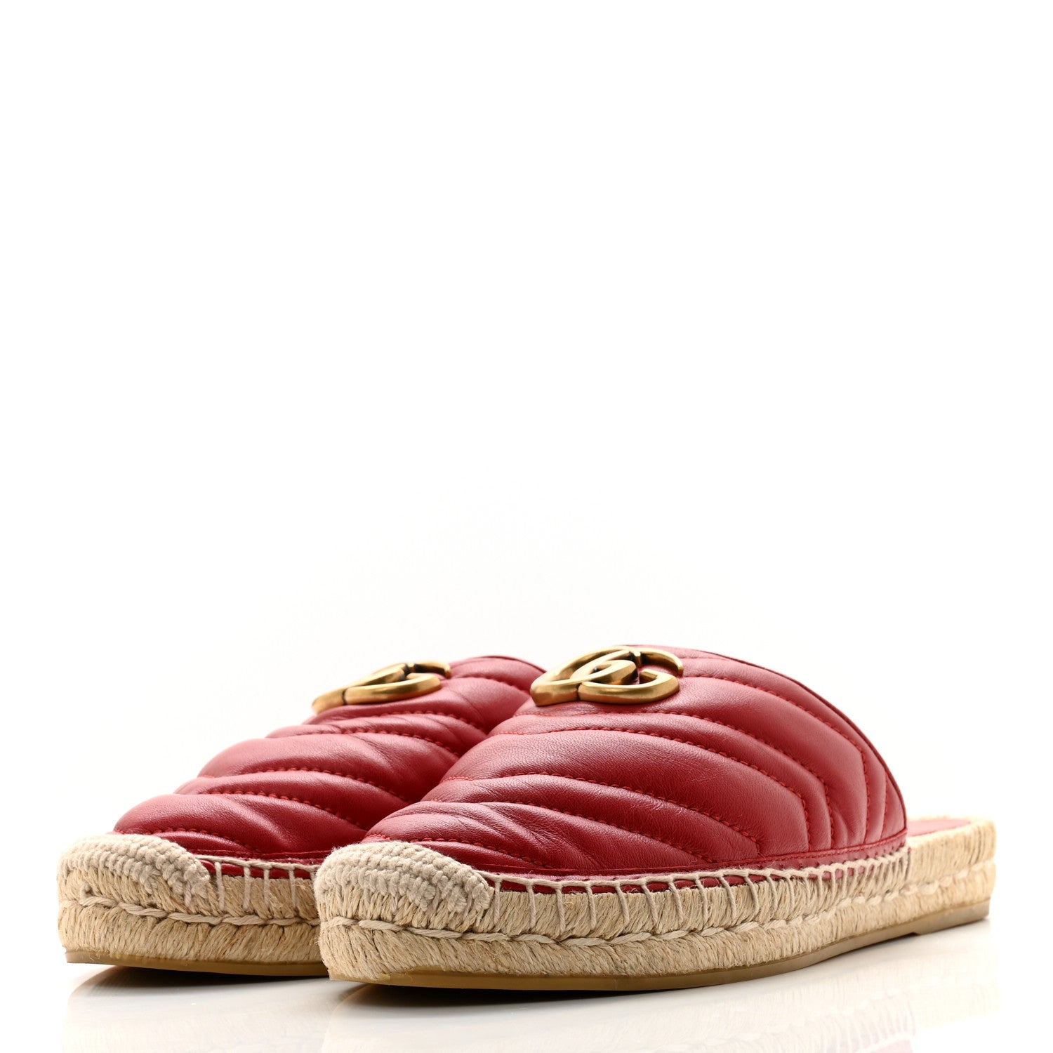 Gucci Nappa Matelasse GG Marmont Espadrille Slippers 38.5 Hibiscus Red 3 of 10