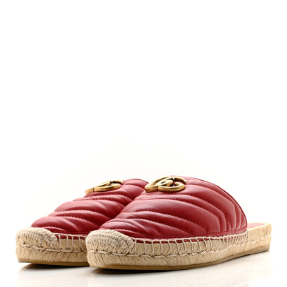 Gucci Nappa Matelasse GG Marmont Espadrille Slippers 38.5 Hibiscus Red 3 of 10