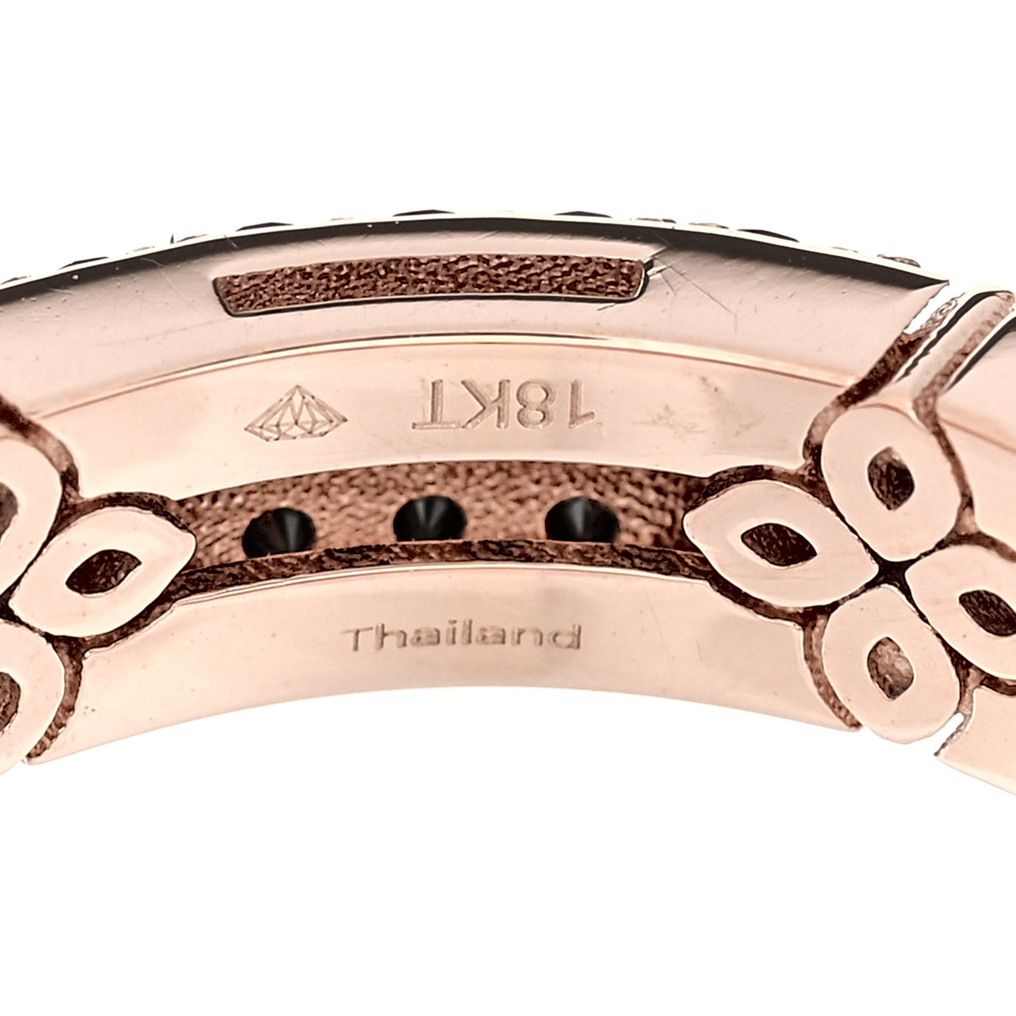 18K Rose Gold Black Diamond Love in Verona Band Ring 53 6.5