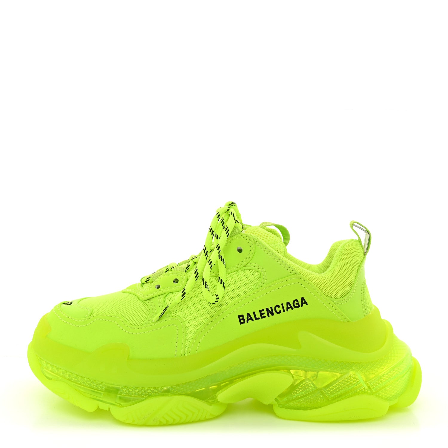 Balenciaga Fabric Mesh Clear Sole Womens Triple S Sneakers 37 Fluo Yellow 1 of 7
