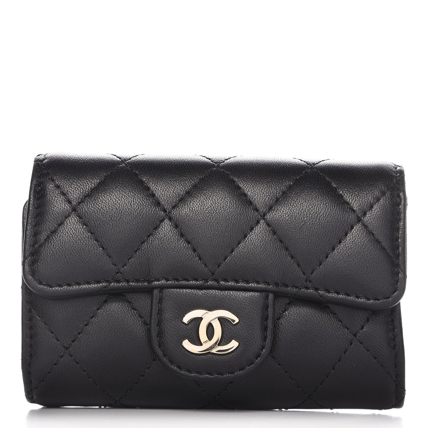 Lambskin Quilted 4 Key Holder Black