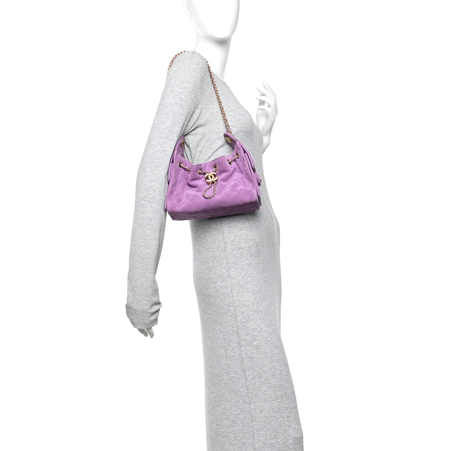 Chanel Suede Quilted Mini Chanel 25 Handbag Purple 2 of 10