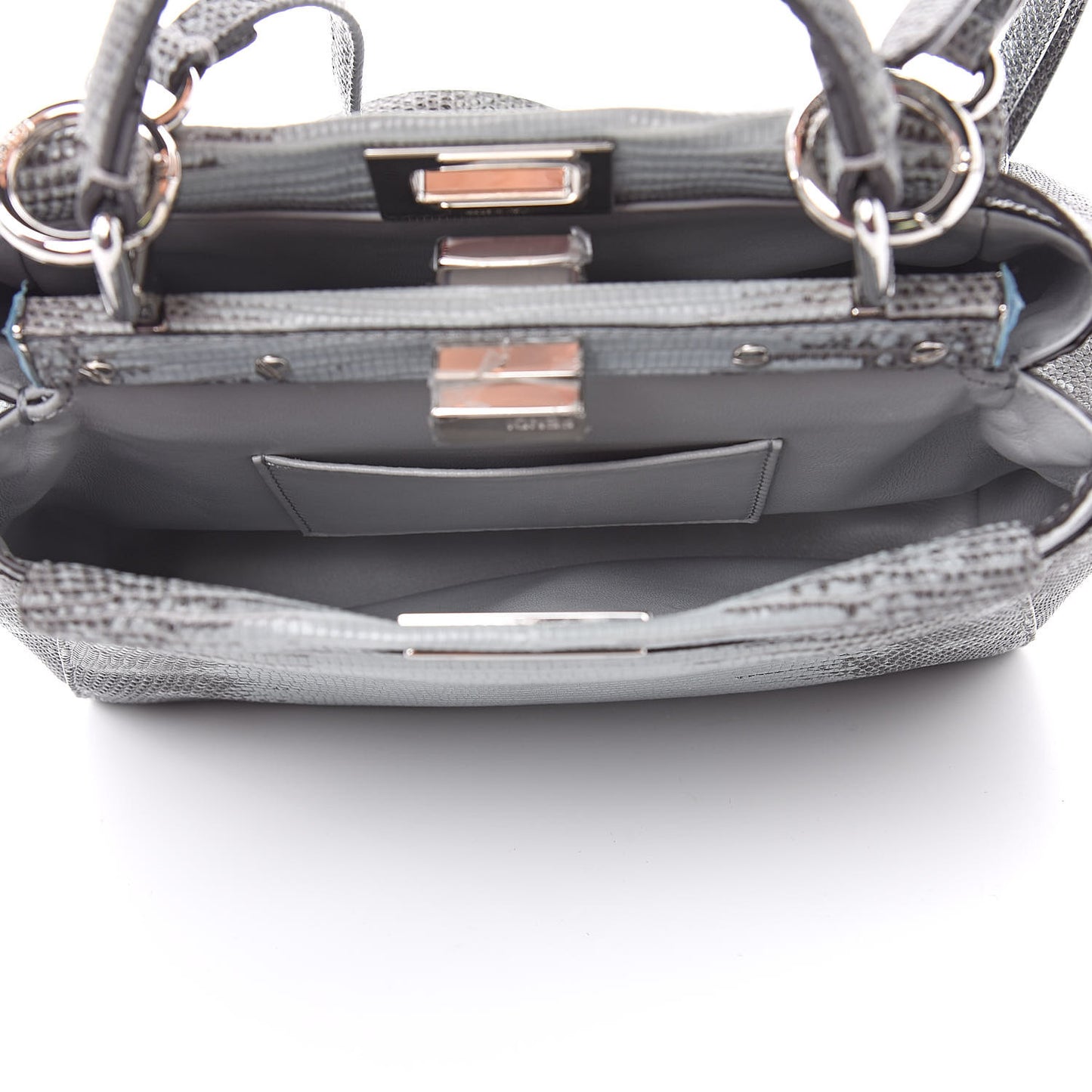 Lizard Togo Shiny Nappa Mini Peekaboo Iconic Satchel Pale Blue