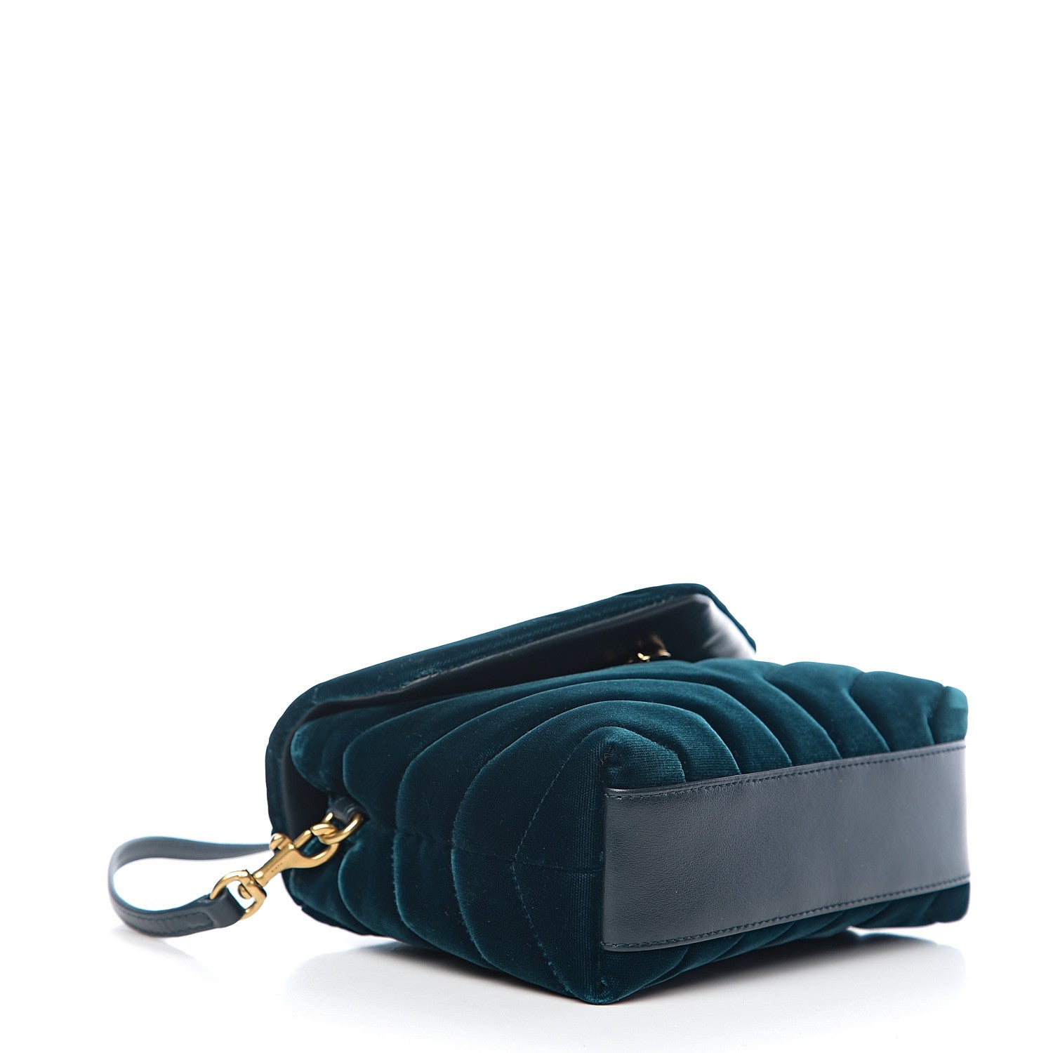 Saint Laurent Velvet Y Quilted Monogram Toy Loulou Chain Satchel Dark Ottanio 3 of 10