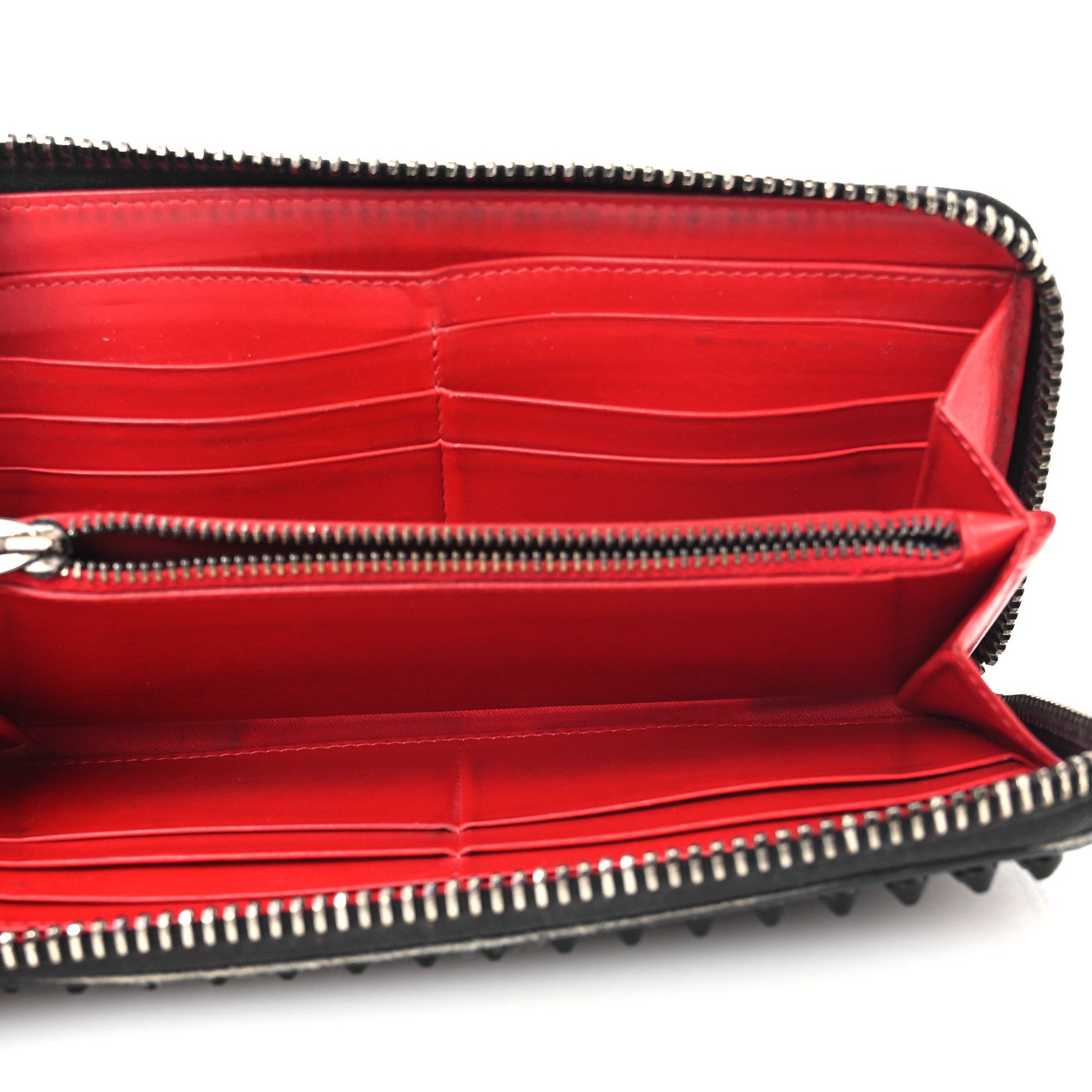 Christian Louboutin Calfskin Panettone Spiked Zip Around Wallet Black 5 of 13
