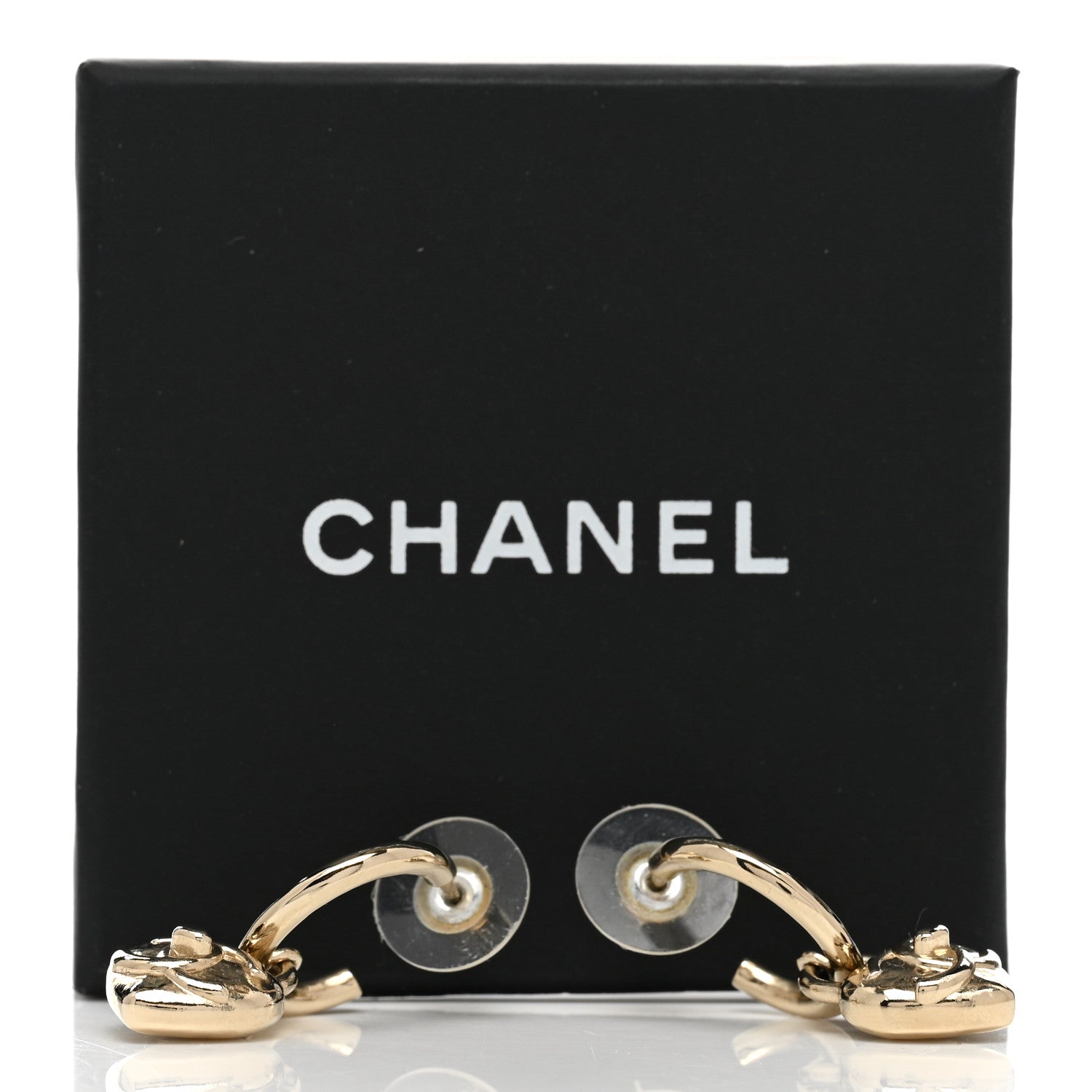 Chanel Metal CC Heart Turnlock Drop Earrings Gold 5 of 5