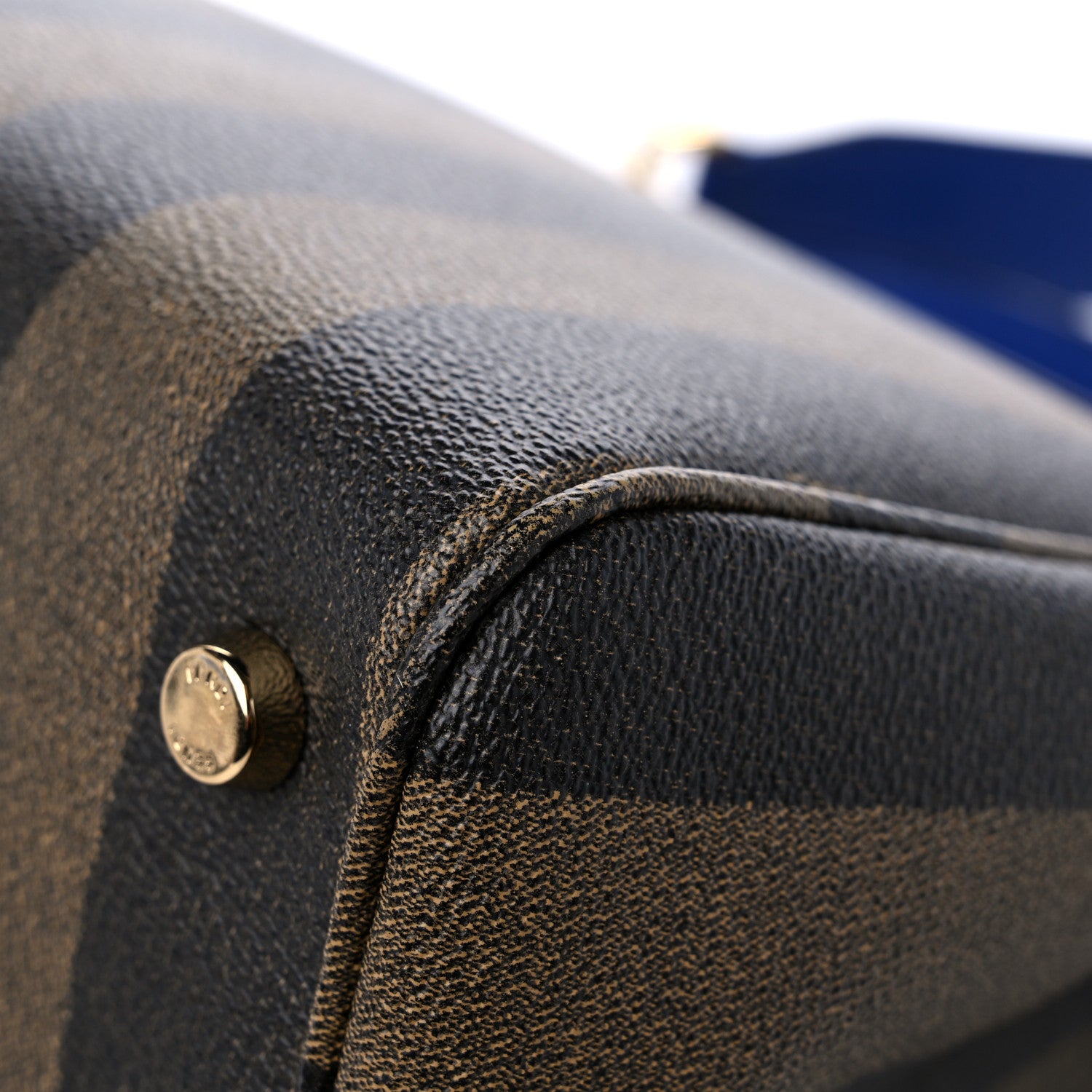 Fendi Pequin Spalmati Vitello Flamingo Shoulder Bag Tobacco Blue Neon 11 of 17