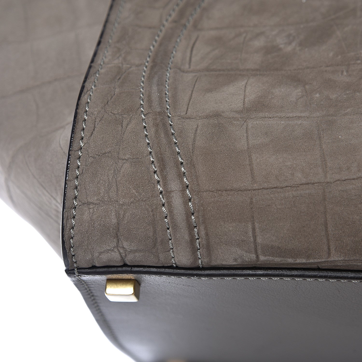 Celine Crocodile Embossed Nubuck Medium Phantom Luggage Grey 11 of 13