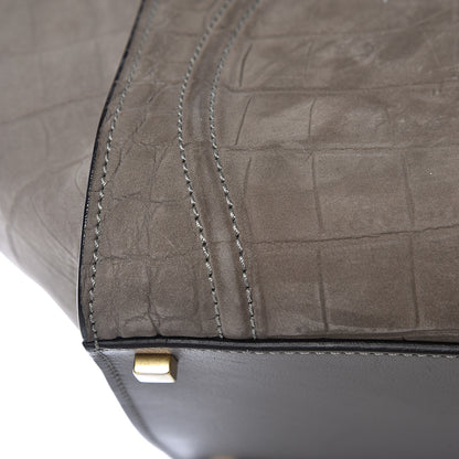 Celine Crocodile Embossed Nubuck Medium Phantom Luggage Grey 11 of 13