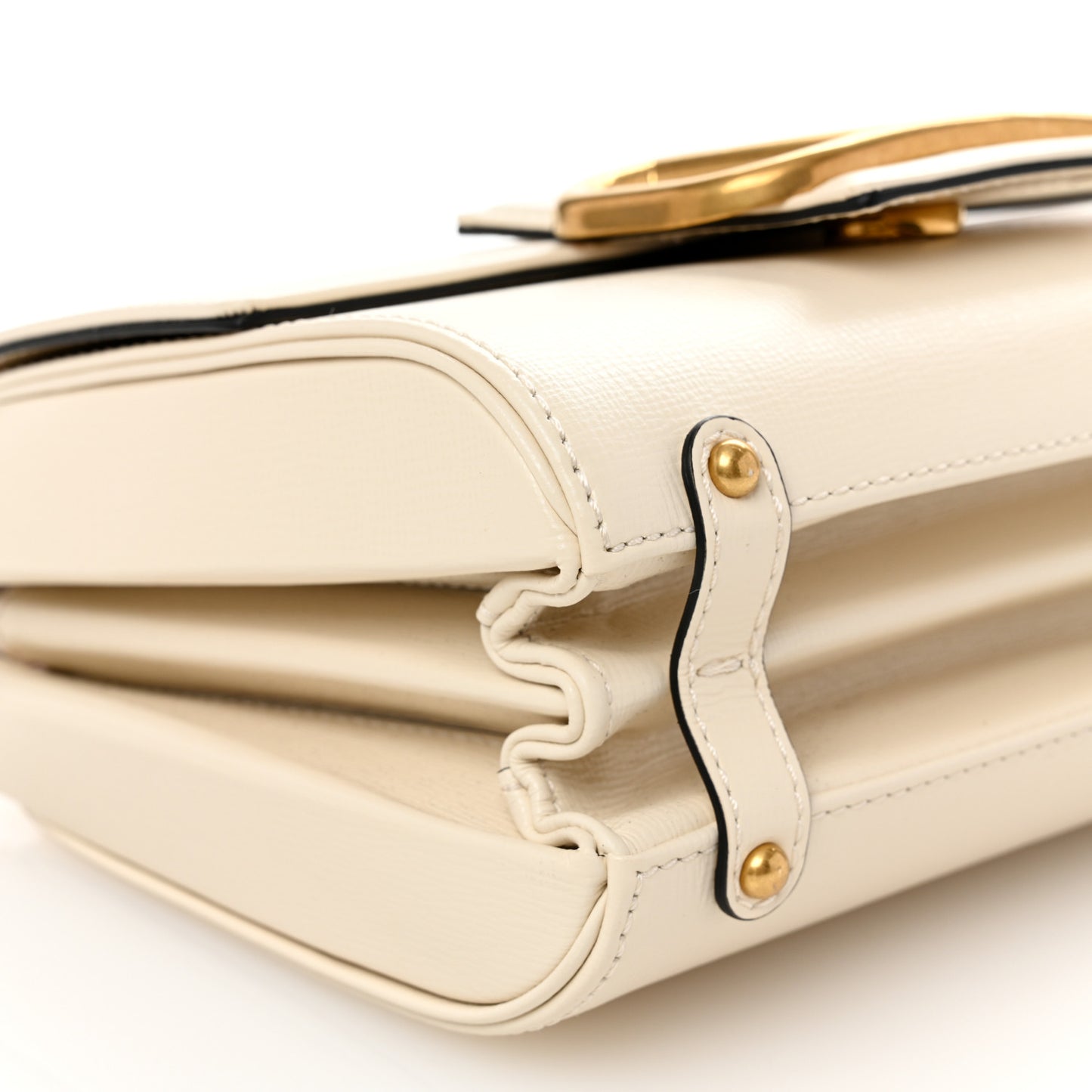 Grainy Calfskin VLogo Stud Sign Shoulder Bag Light Ivory
