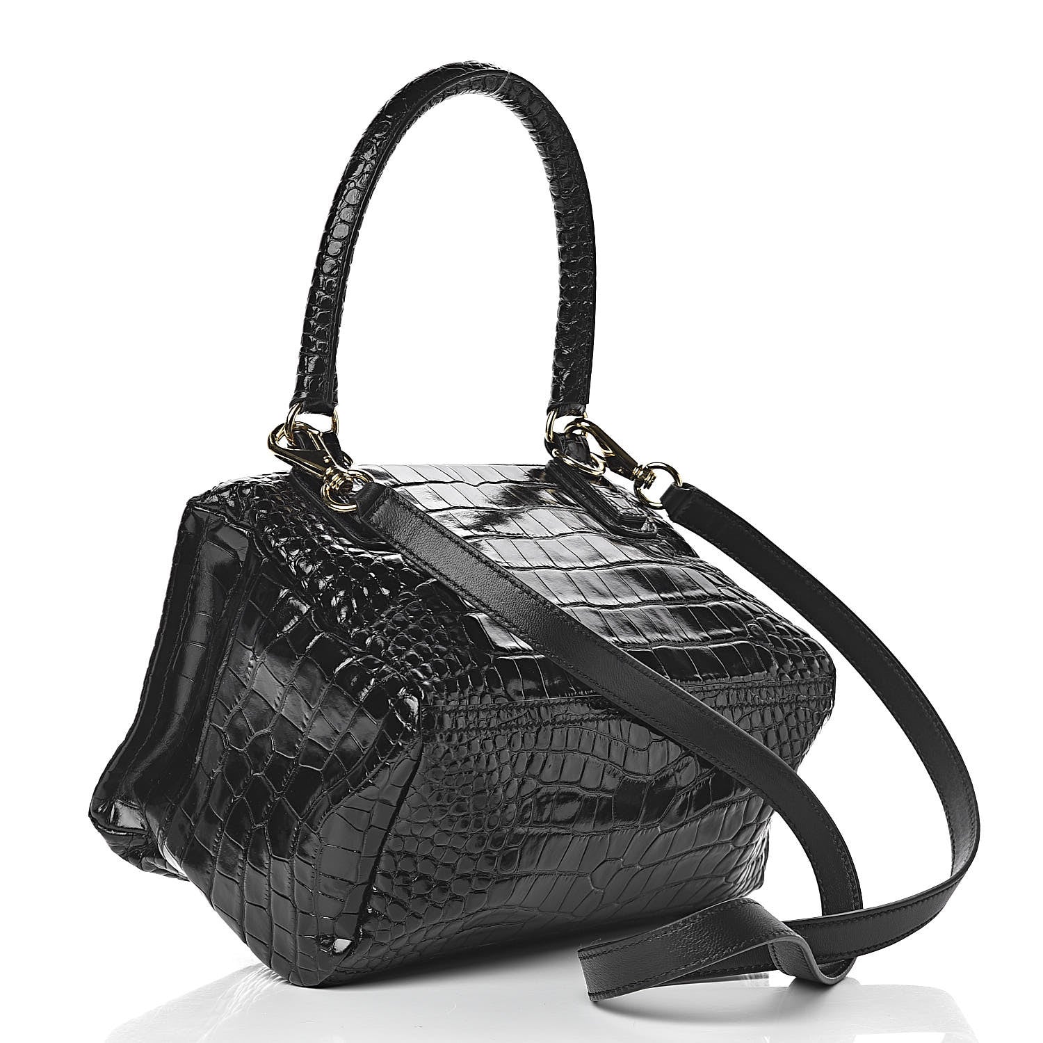 Givenchy Calfskin Crocodile Embossed Small Pandora Black 3 of 10