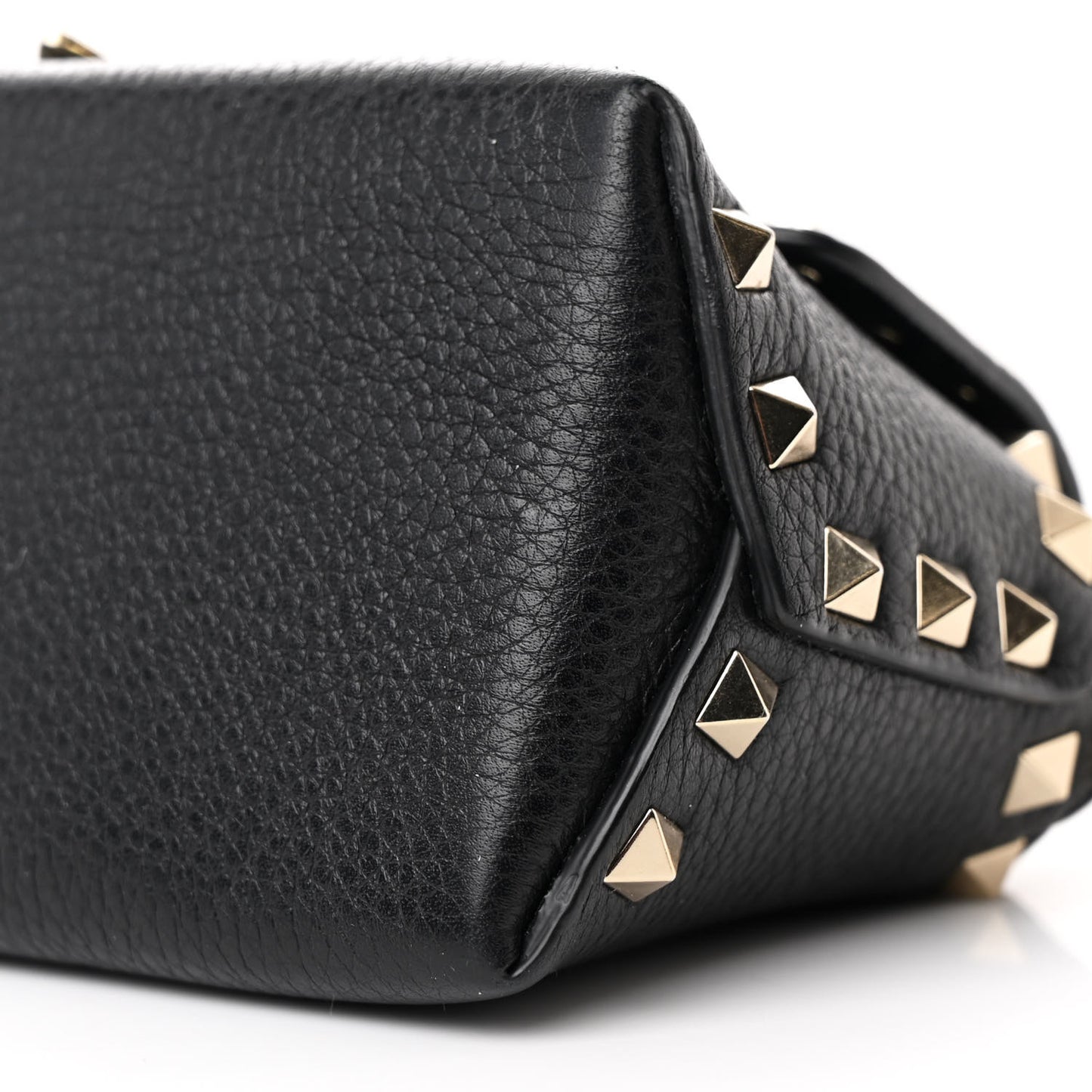 Pebbled Calfskin Mini Rockstud Crossbody Bag Black
