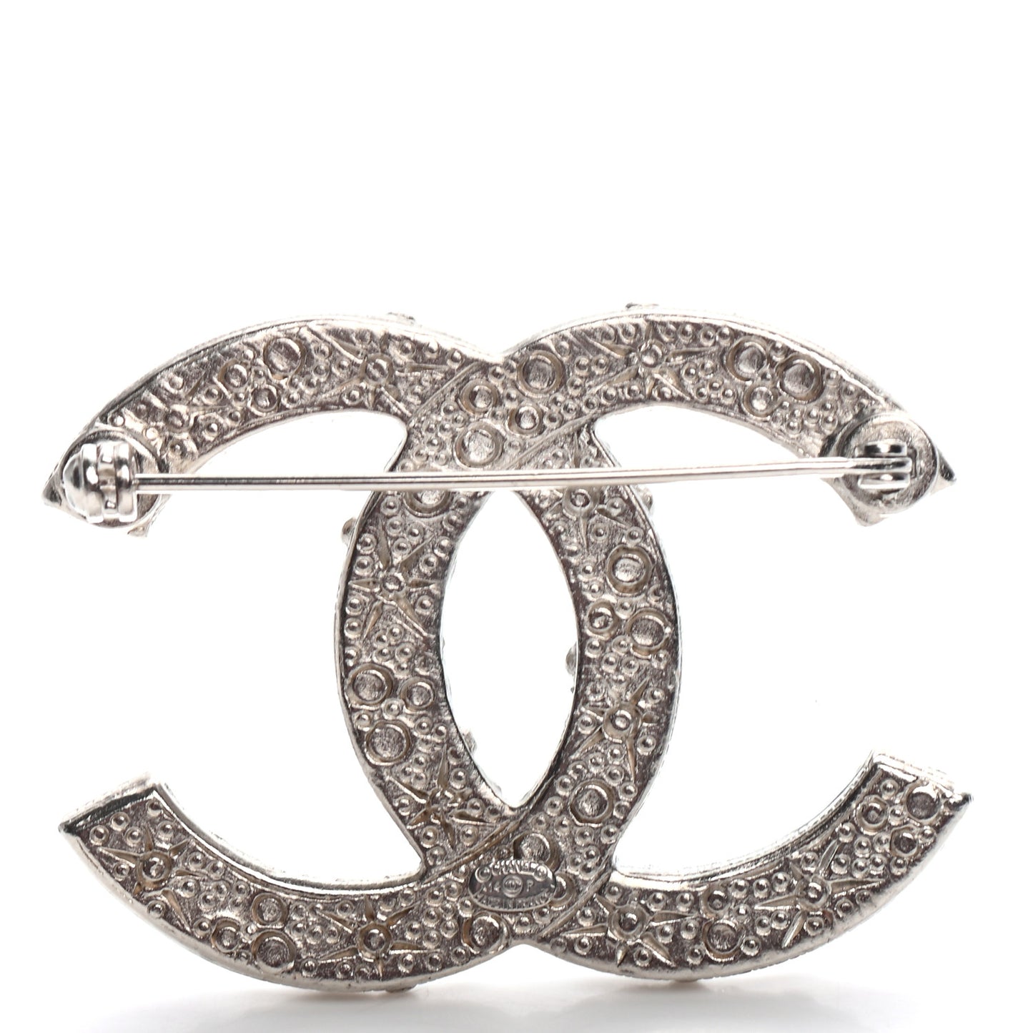 Swarovski Crystal Large CC Brooch Silver