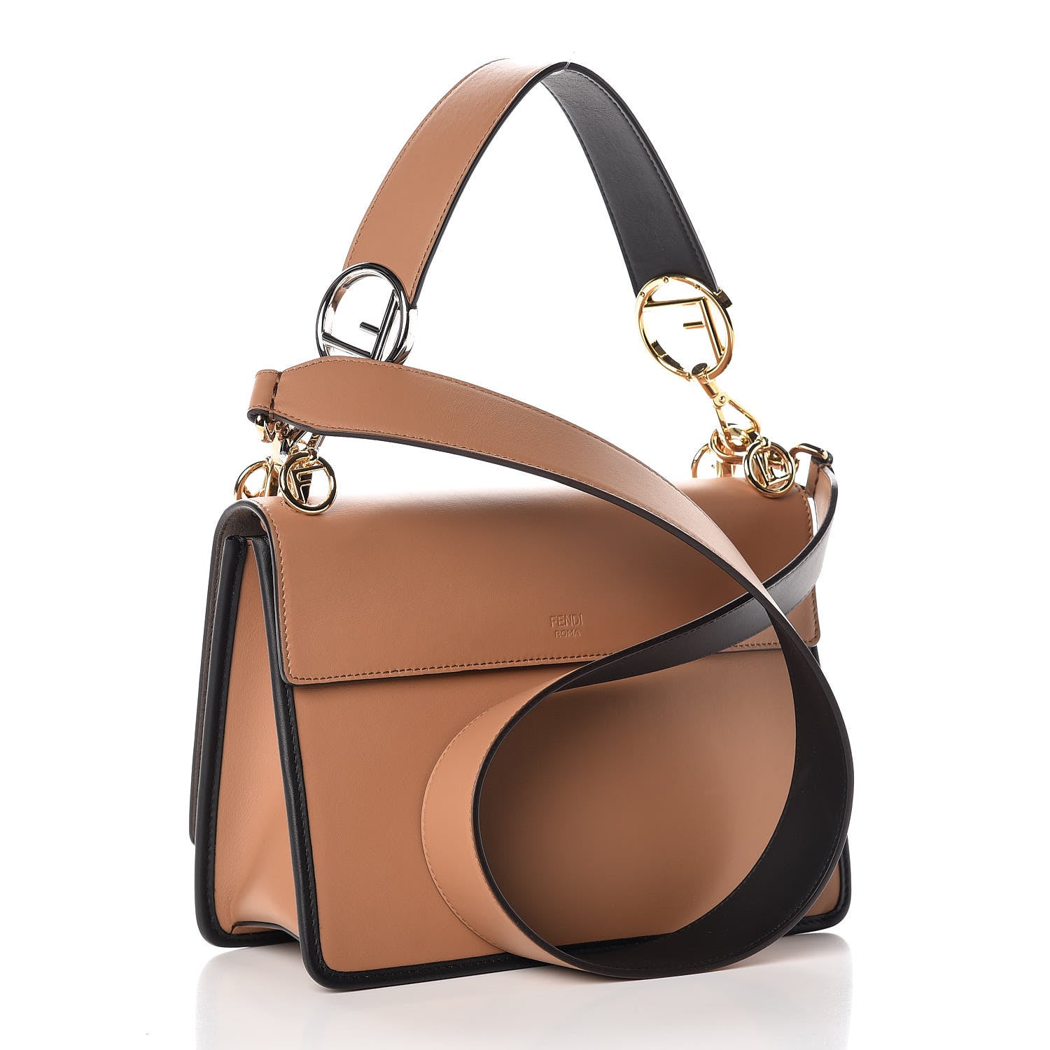 Fendi Vitello Century F is Fendi FF Embossed Kan I Shoulder Bag Orzo Tobacco 4 of 11