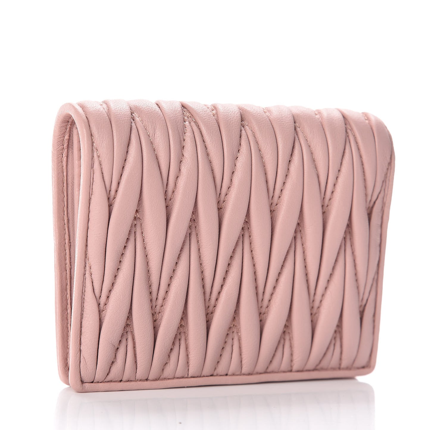 Nappa Matelasse Crystal Pearl Logo Compact Wallet Orchidea