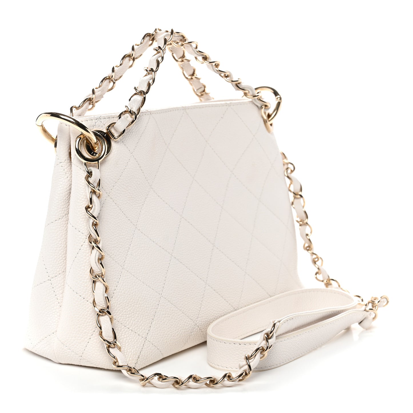 Caviar Quilted Small City Walk Hobo White